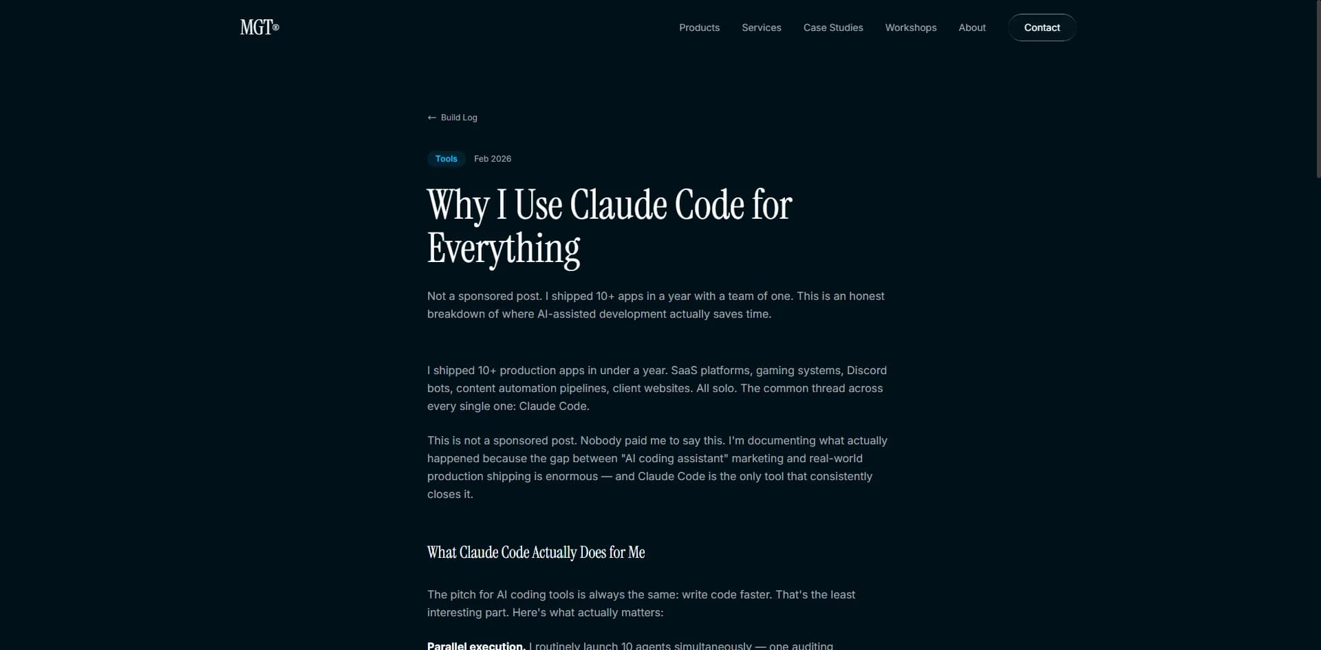 Blog post about Claude Code