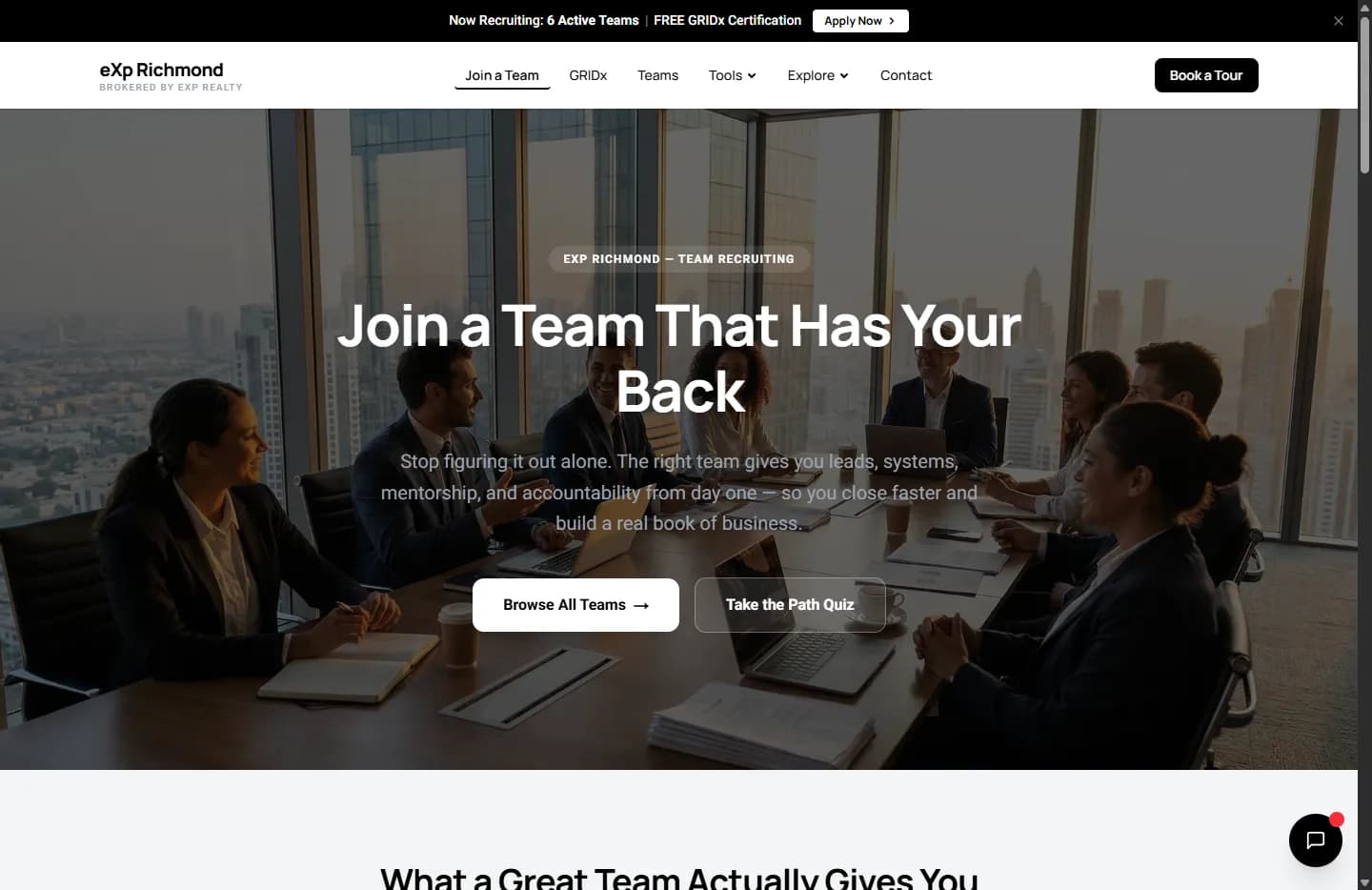 eXp Richmond join a team page with recruiting funnel